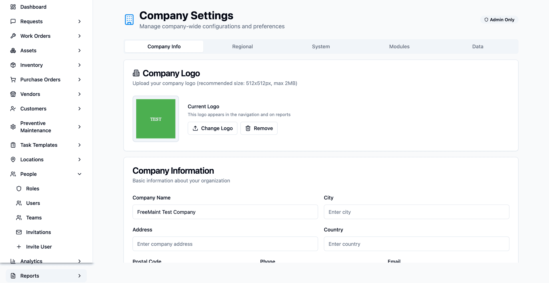 Company Settings