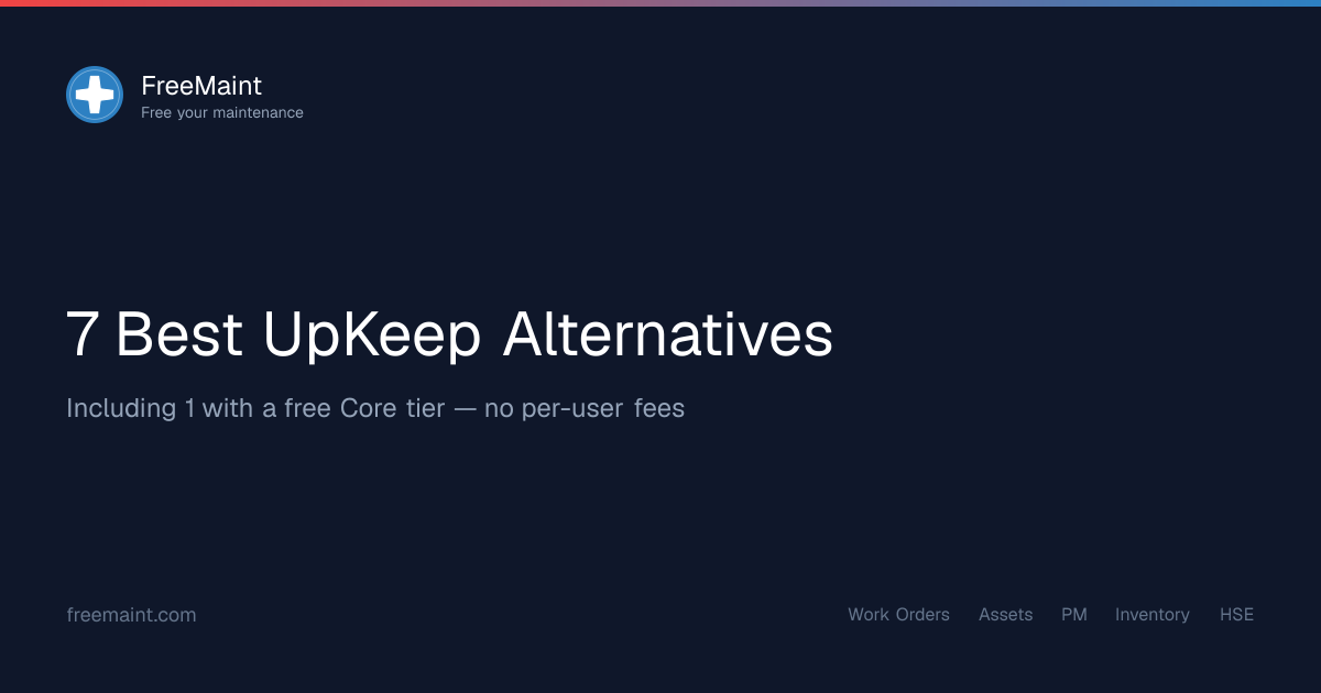 7 Best UpKeep Alternatives 2026 (100% Free) | FreeMaint CMMS